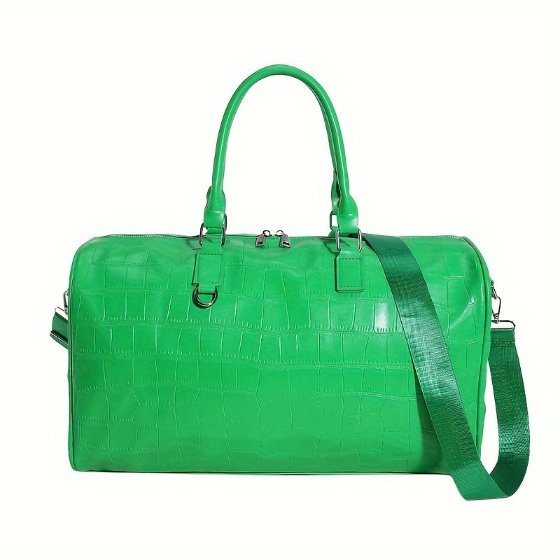 Faux Leather Crocodile Pattern Gym Tote Bag for Travel and Weekend Trips