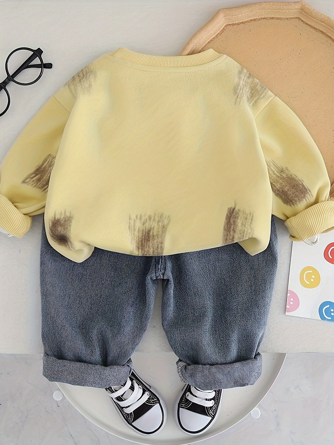 Boys' 2-Piece Outfit Long Sleeve Sweatshirt and Denim Pants Spring Fall Casual Kids Clothing