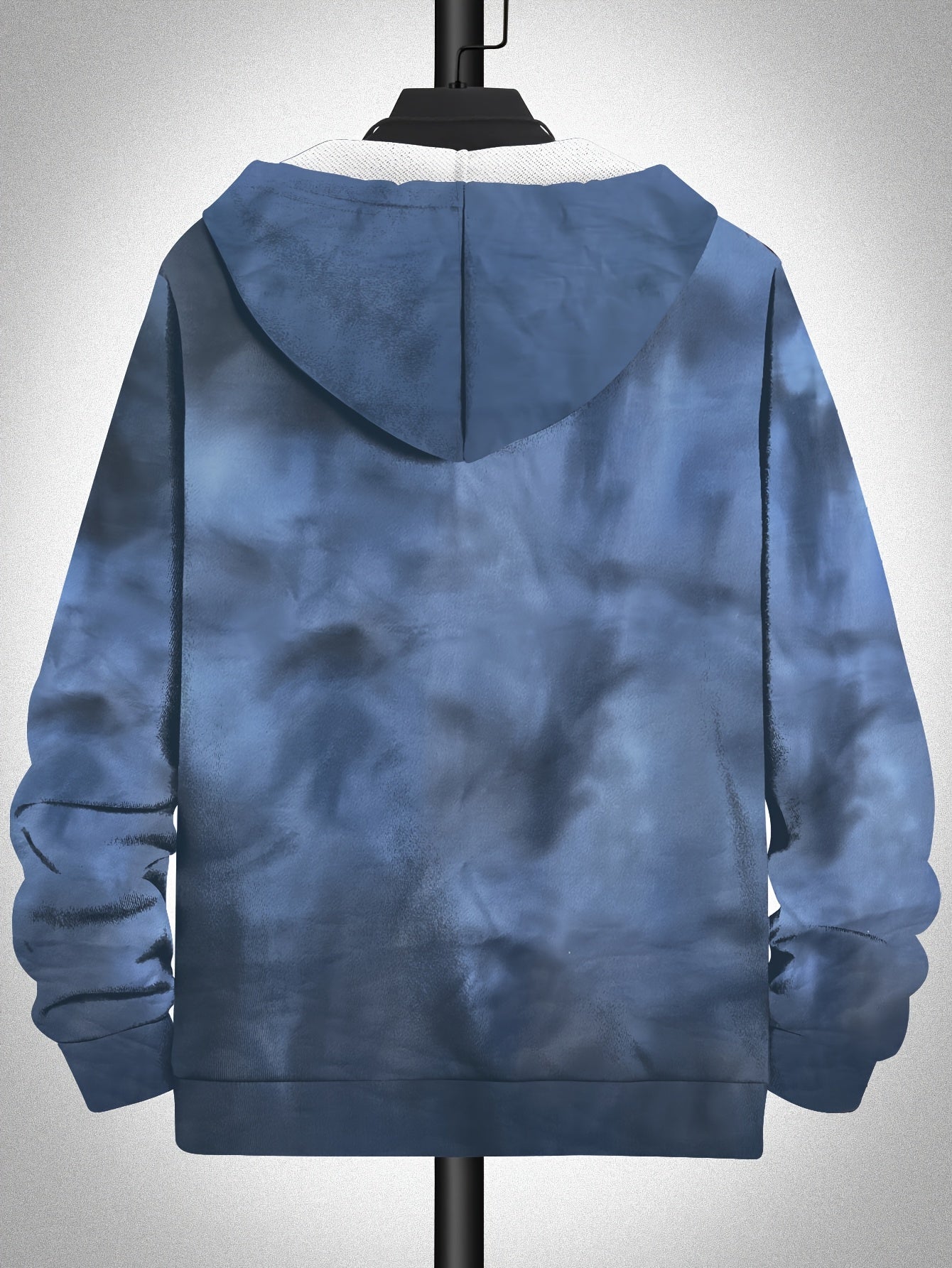 Plus Size Men's Hooded Jacket Digital Print Faux Denim Zipper Full Print Streetwear