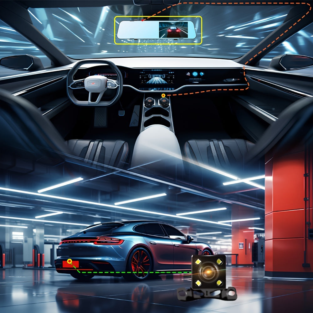 5-дюймовый экран автомобиля видеорегистратор с передней и задней записью, циклический DVR