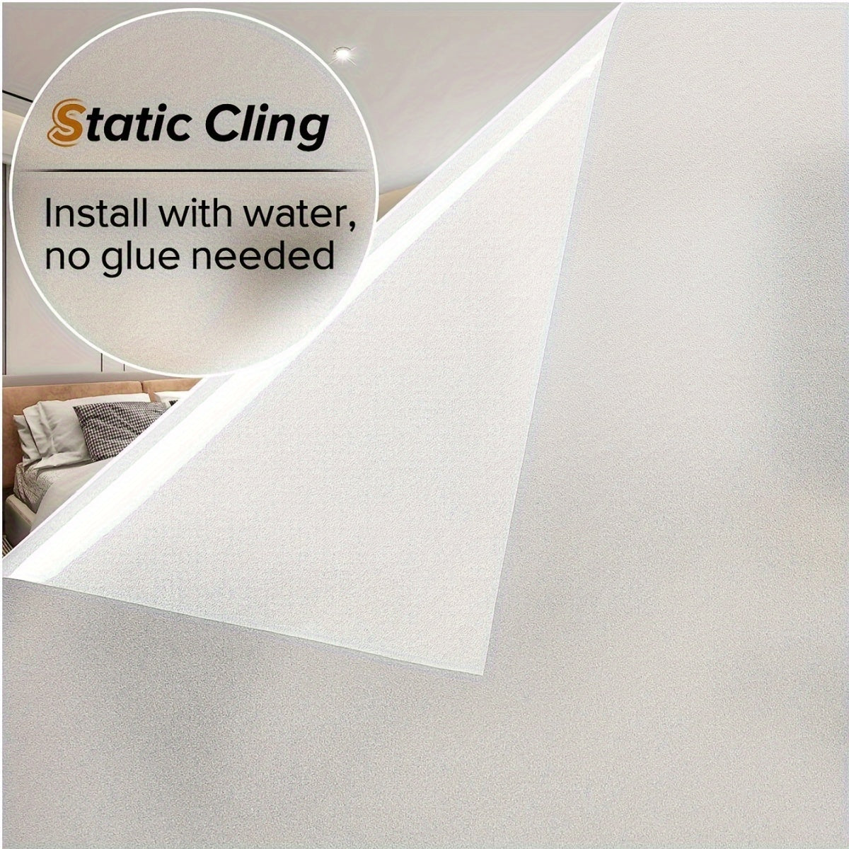 Frosted Glass Window Film for Privacy Anti-Peeping PVC Decorative for Living Room Bathroom