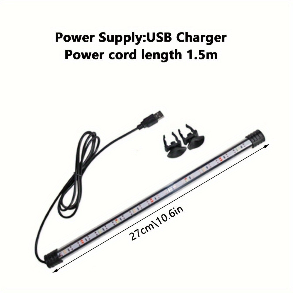 Aquarium LED Light Strip USB Submersible Mood Lighting 17-47cm with Suction Cups for Fish Tanks and Decorations