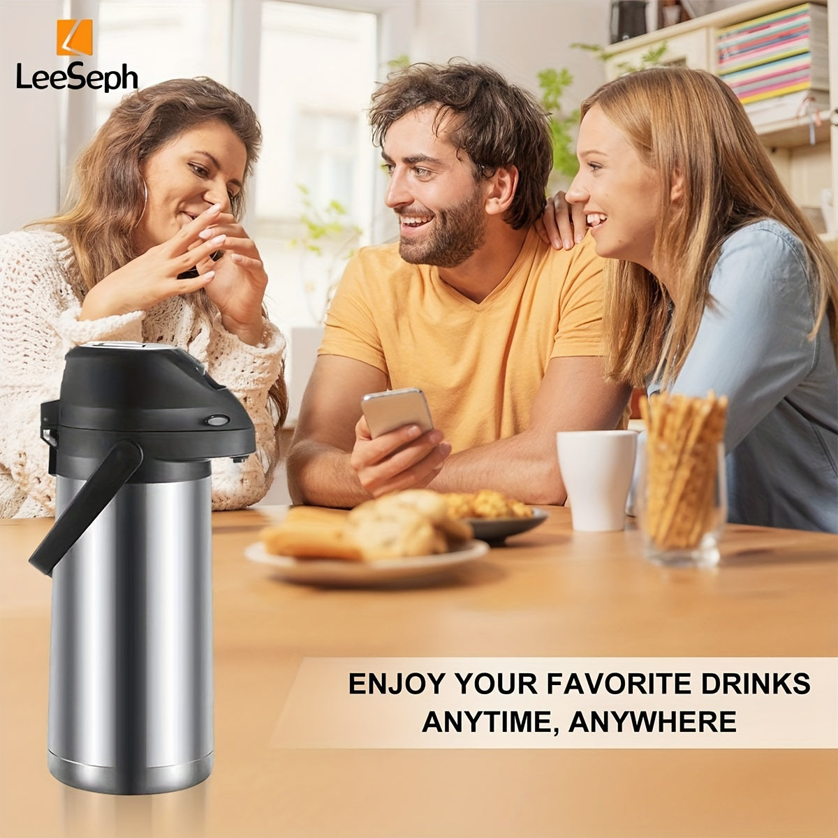 Insulated Stainless Steel Thermal Coffee Dispenser 66oz Hot Cold Drinks