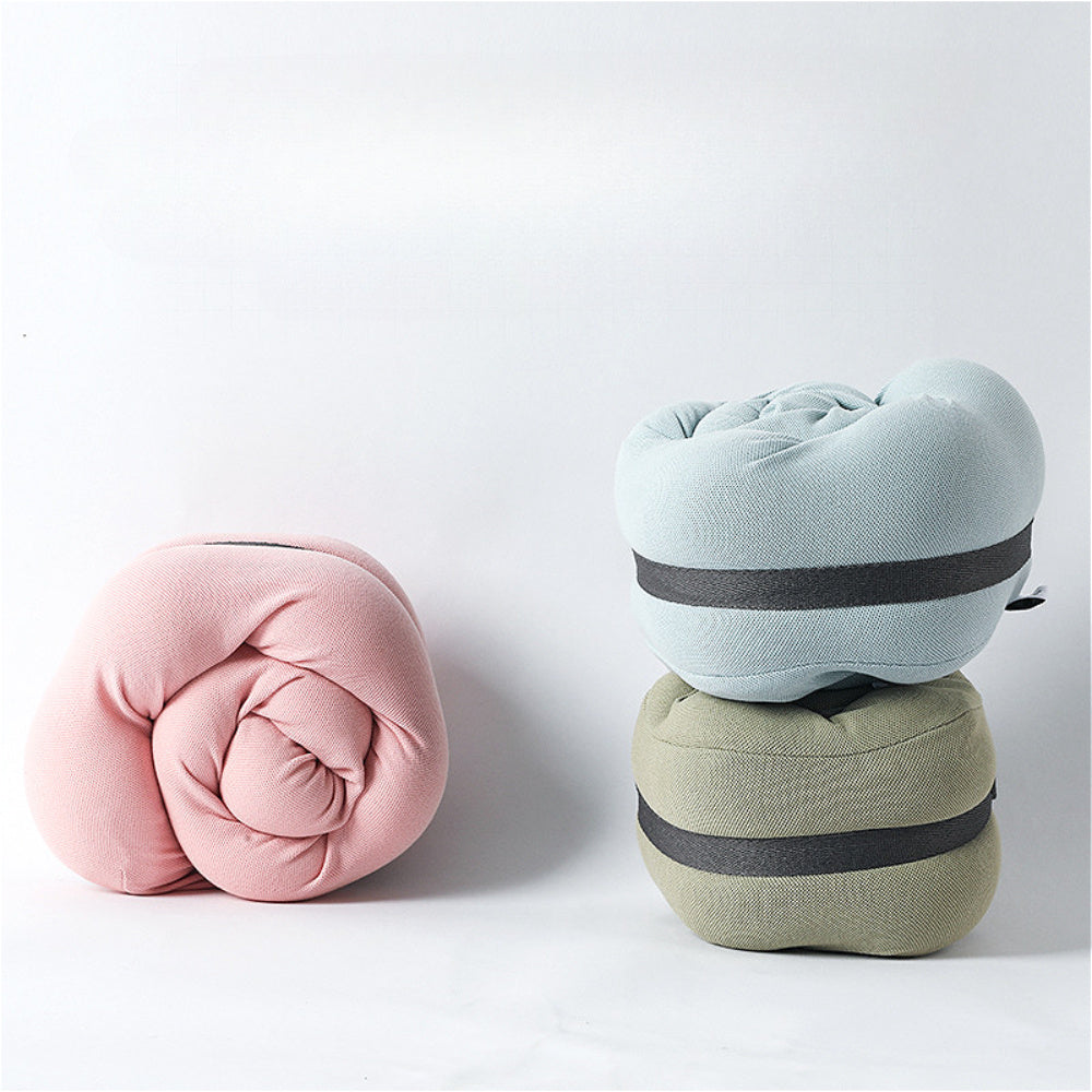 Linen Cover Portable Memory Foam Neck Pillow for Travel and Office Napping