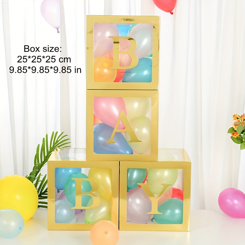 Baby Gift Box Set 4 Pieces with Baby Letters for Birthday and Gender Reveal Decorations