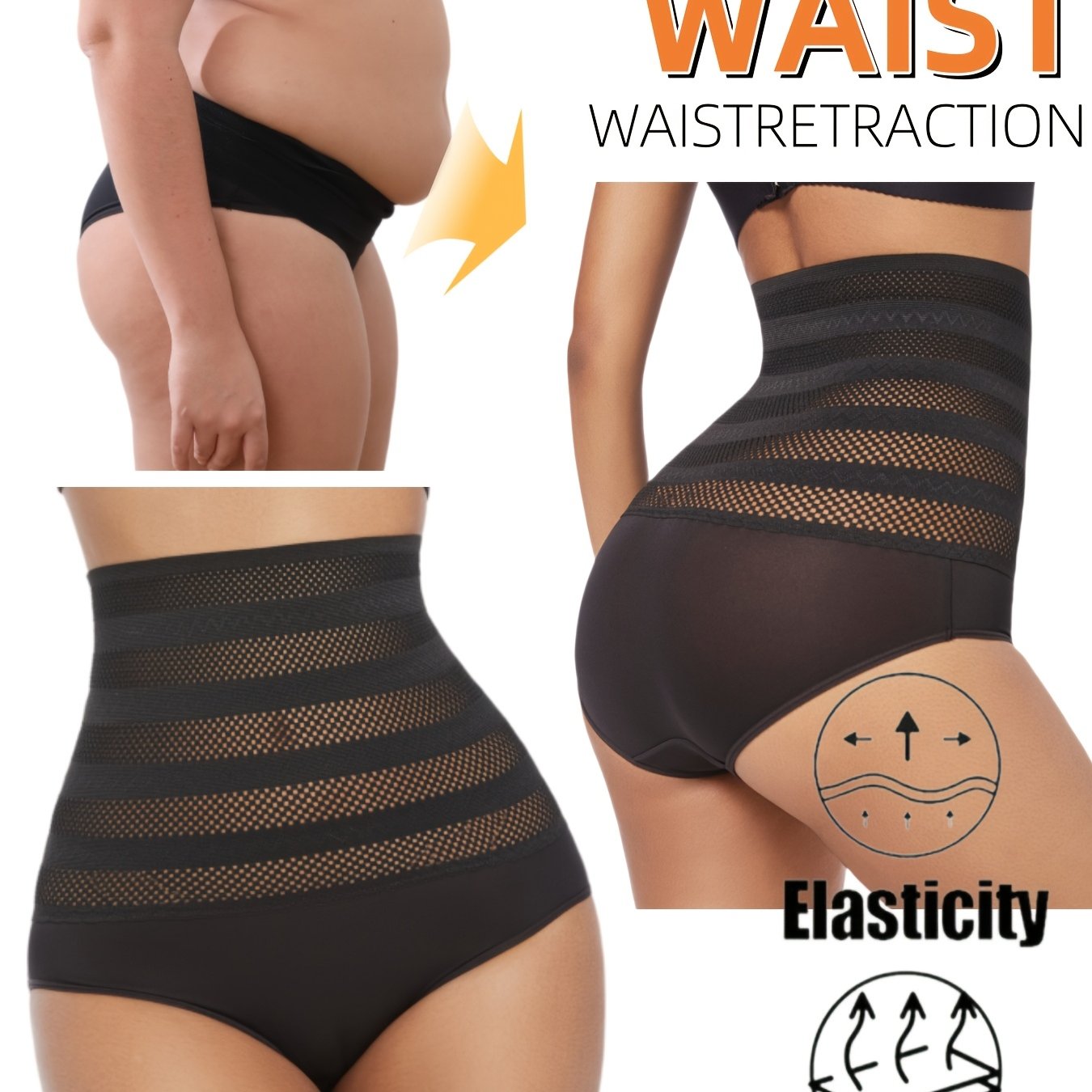 Plus Size High-Waist Shapewear Panties Tummy Control Butt Lift Breathable Mesh