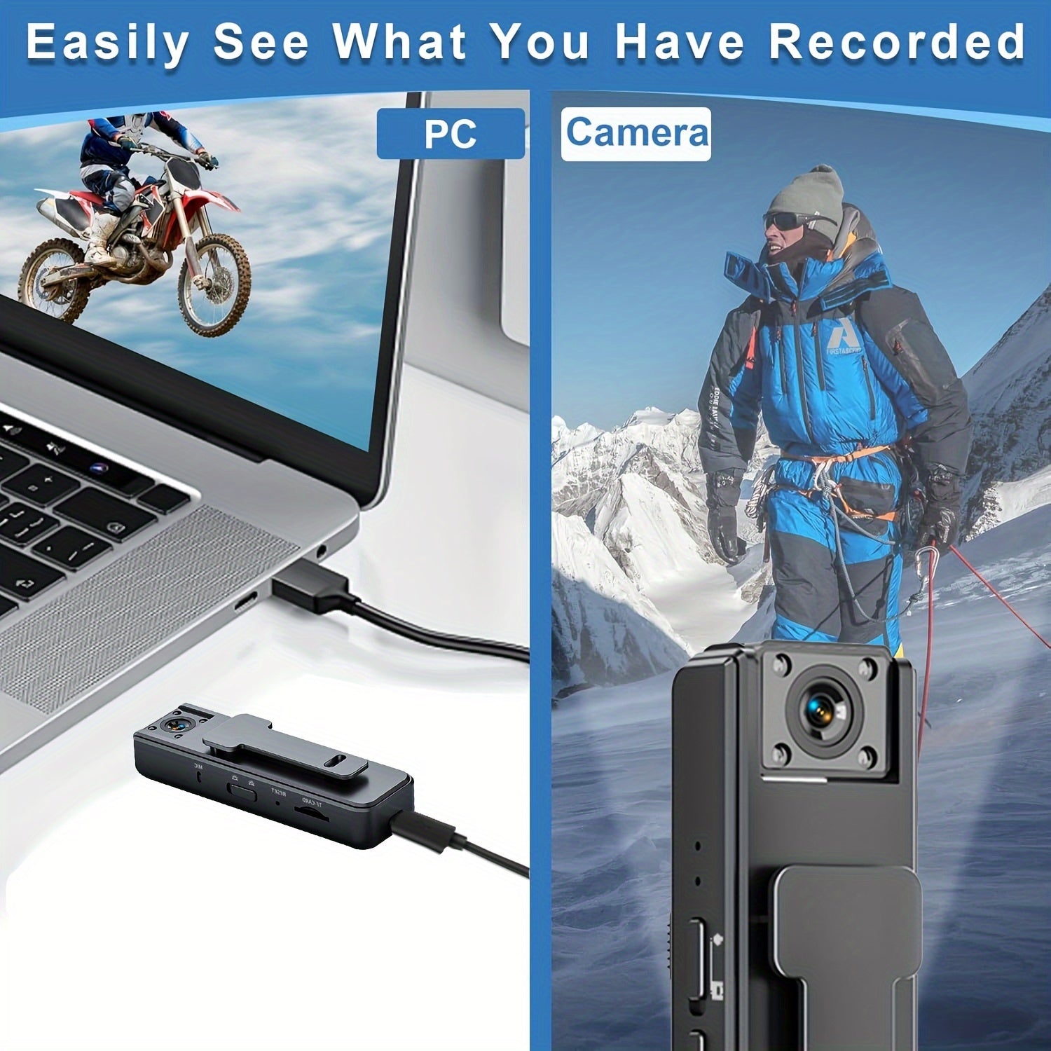 1080P Body Camera with Night Vision Rotating Lens Rechargeable USB Security Travel