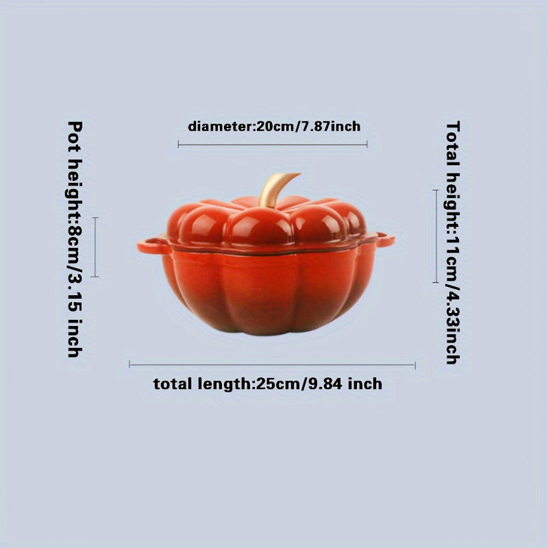 Красная кастрюля в форме тыквы из чугунного литья с эмалированной крышкой, толстая кастрюля, подходящая для газовых и индукционных плит, кухонная посуда.