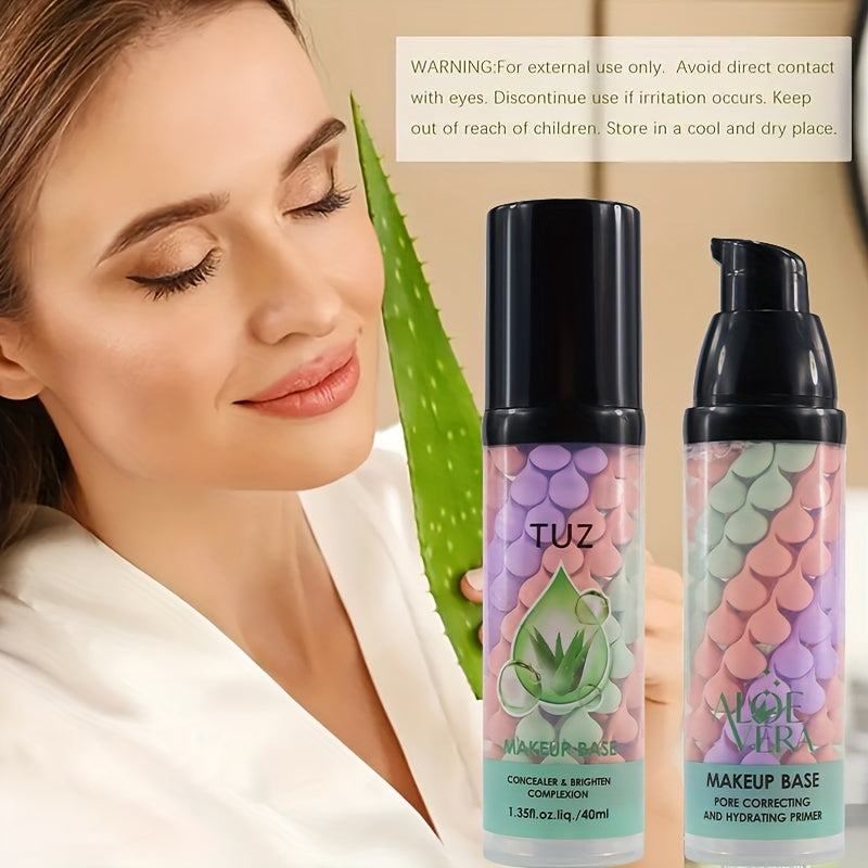 Aloe Vera 3-Color Barrier Cream Face Primer Brightening Hydrating Lightweight Foundation