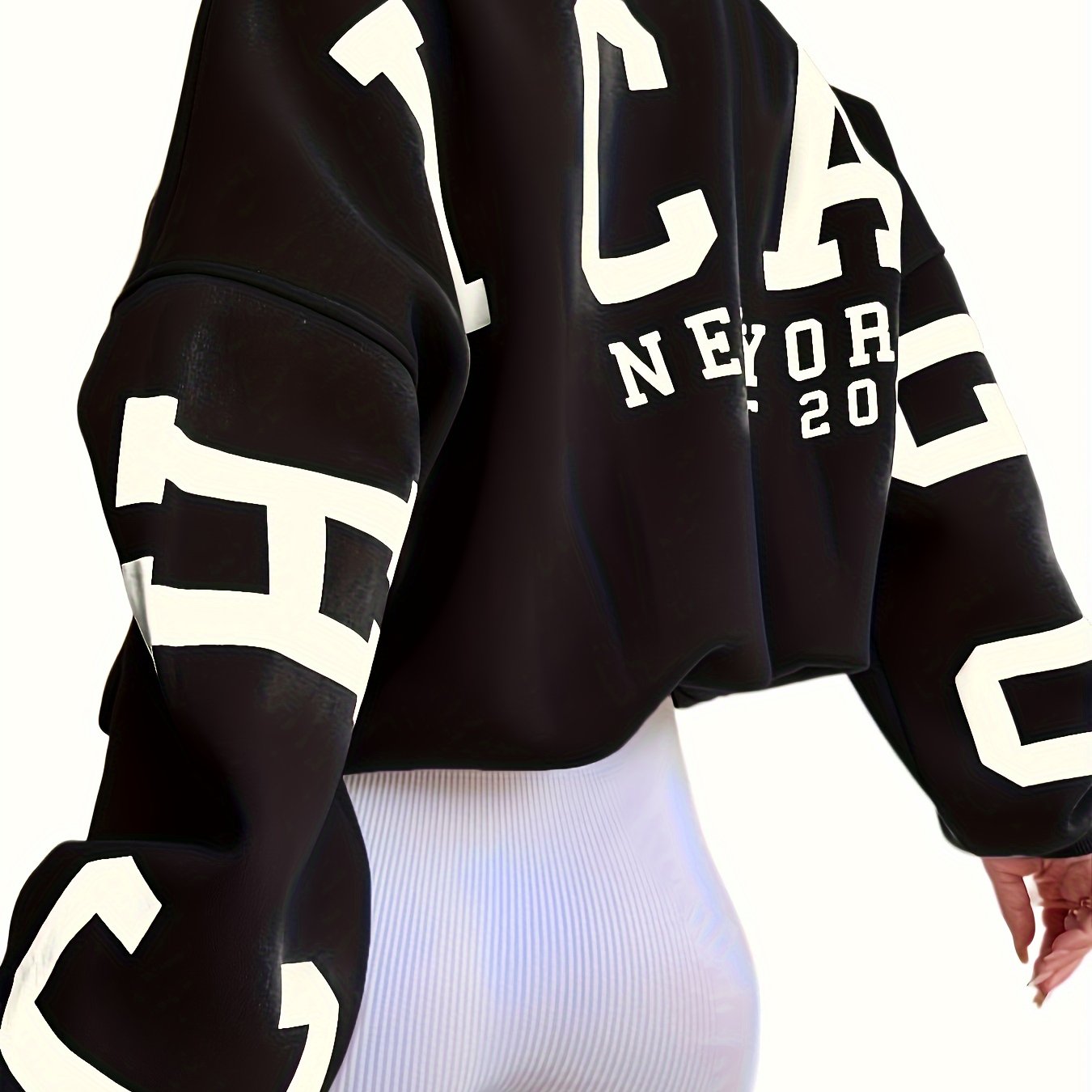 Women's Brown Letter Print Sweatshirt Crew Neck Long Sleeve Casual