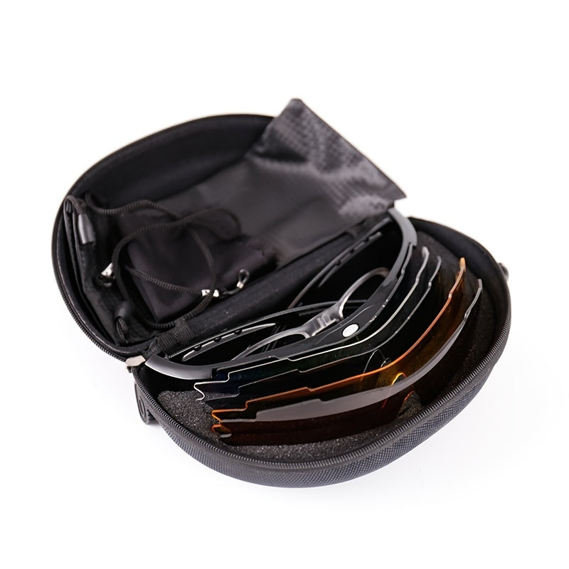 5-Piece Outdoor Riding Sports Glasses Set with Interchangeable Lenses and Accessories