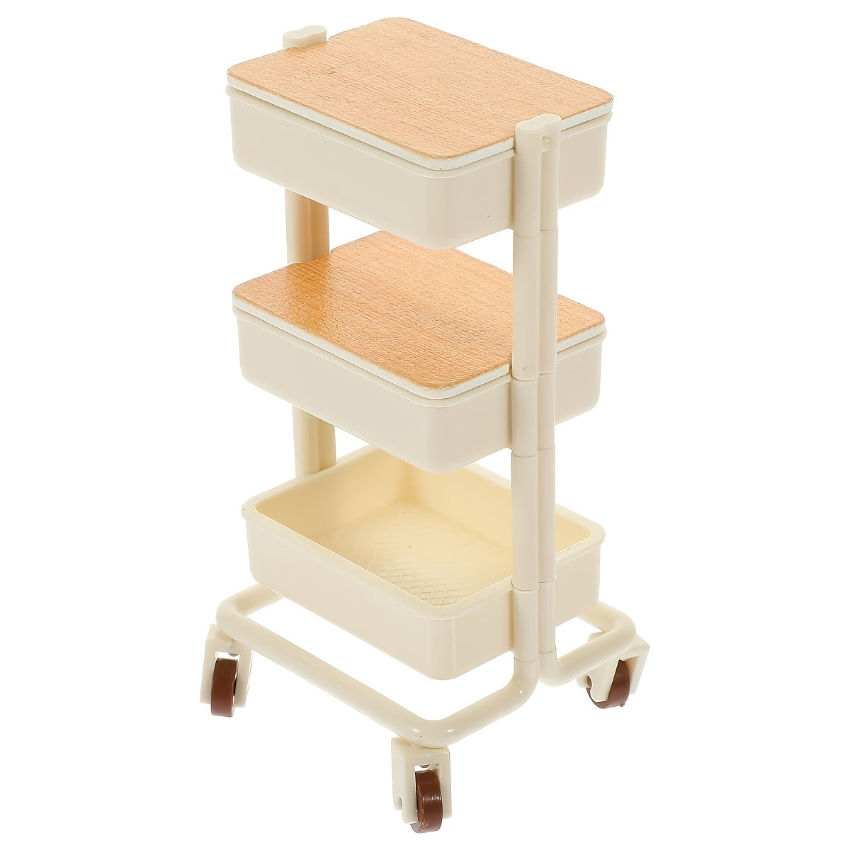 Mini Plastic Dining Cart Trolley with Storage for Dollhouse and Living Room Display