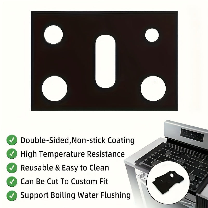 Set of 3 Black Gas Stove Protector Covers Non-Stick Easy Clean Universal Fit