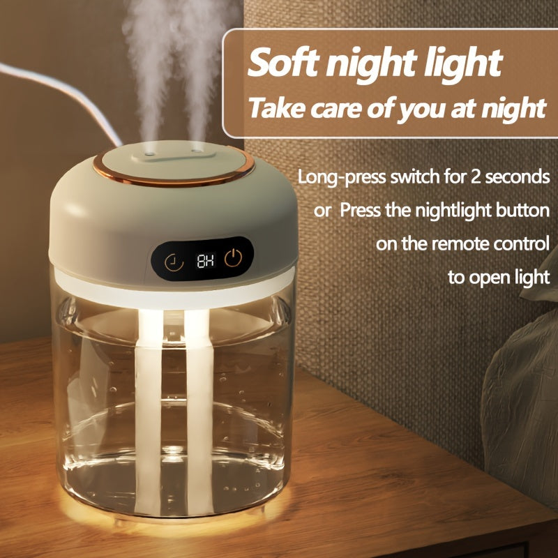 Увлажнитель с двойной насадкой-распылителем, подключаемый, с пультом дистанционного управления, резервуаром для воды 4,5 л, ночником, таймером