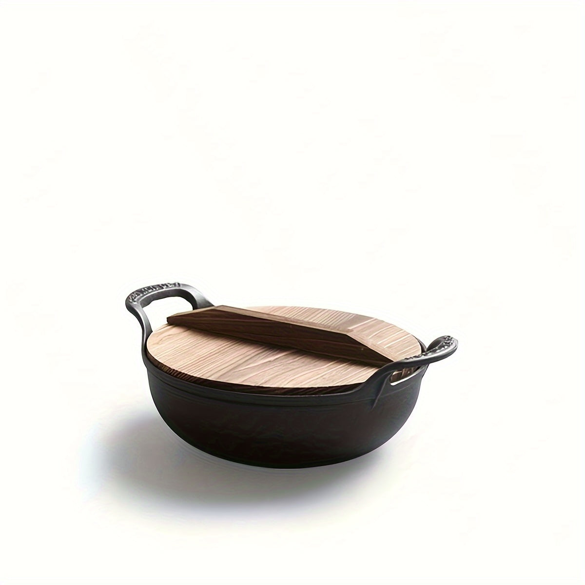 Cast Iron Skillet with Wooden Lid Oval 10 Inch for Searing Sautéing and Frying