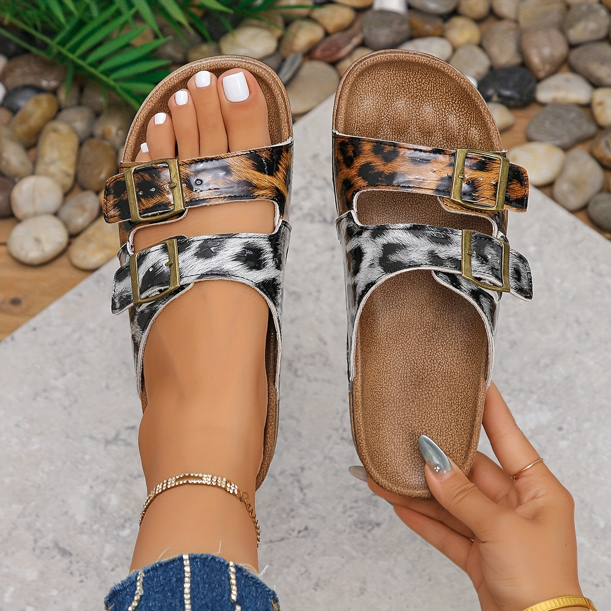 Unisex Retro Ankle Strap Flat Sandals Slip-On Open Toe EVA Casual Shoes