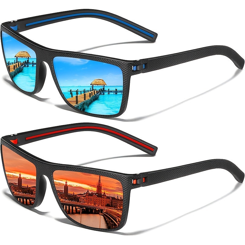 Unisex Polarized Square Sunglasses for Driving Travel Sun Protection Lightweight Frame