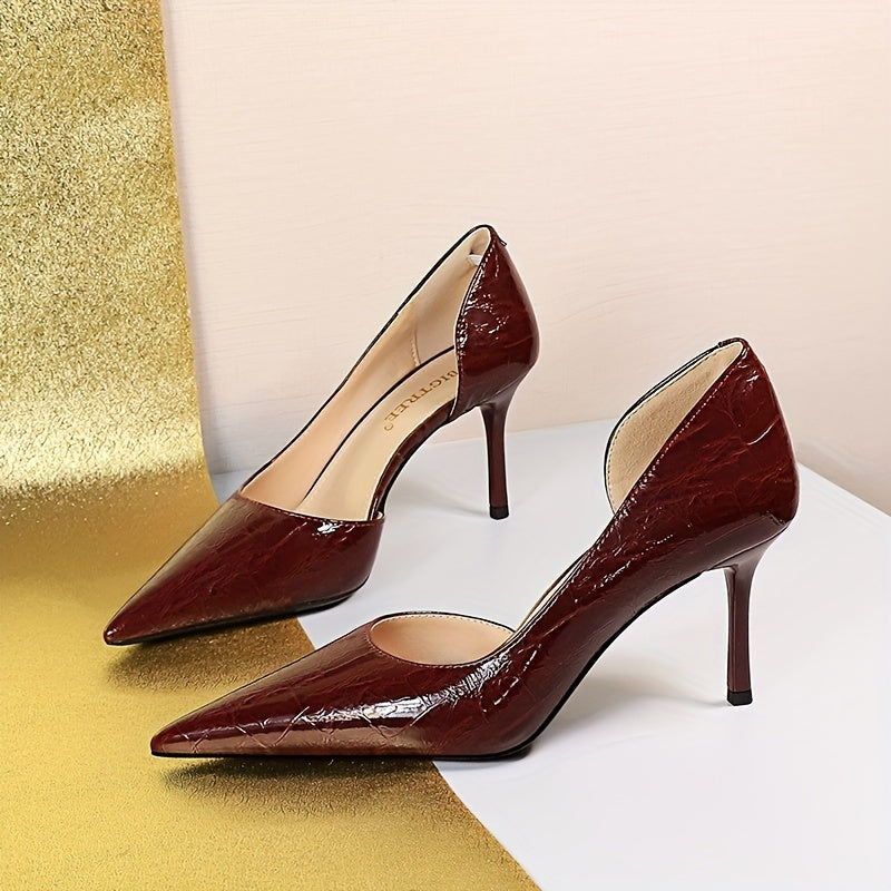 Women's Solid Color Pointed Toe Dress Pumps for Party and Formal Wear