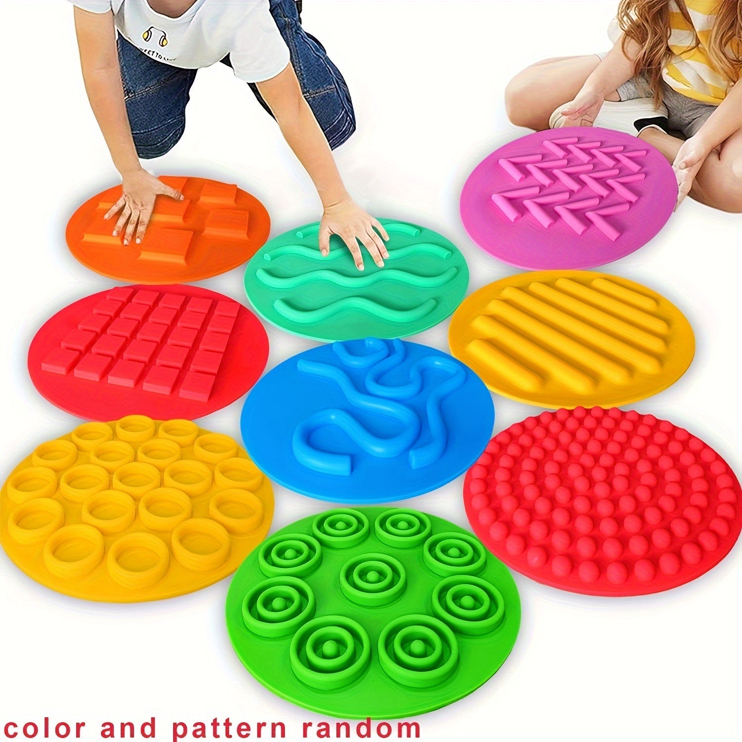 Цветные силиконовые сенсорные коврики для детей, текстурированные диски для шага, тактильное и когнитивное развитие