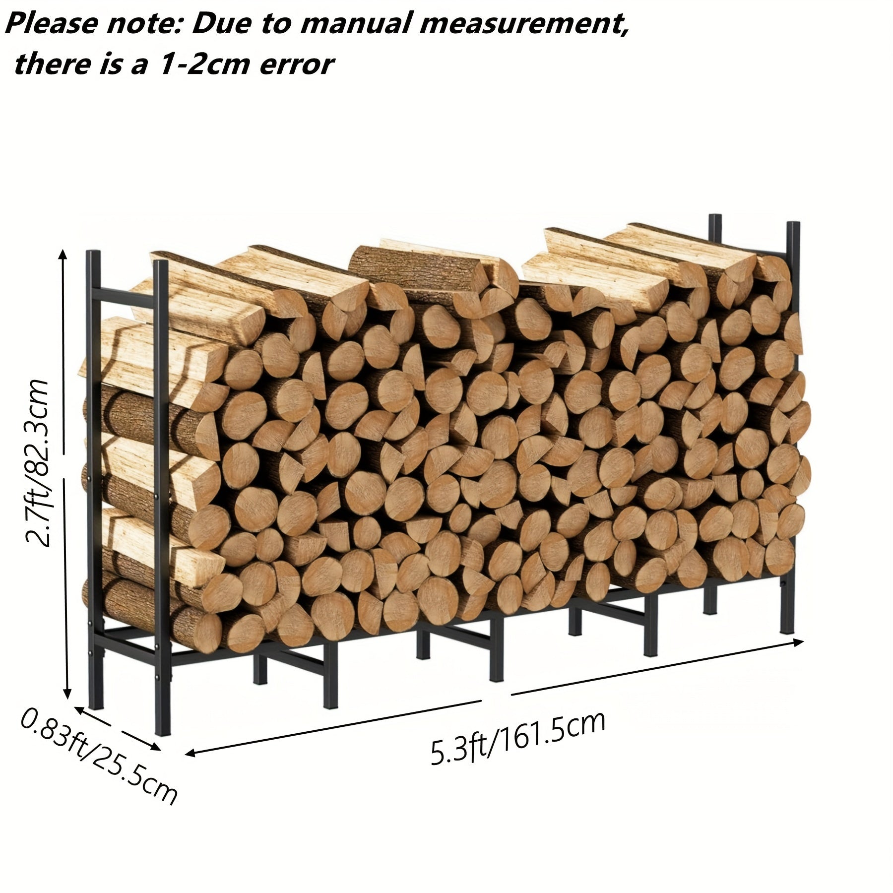 Indoor Outdoor Metal Log Storage Rack Heavy Duty Firewood Holder 243.84 cm
