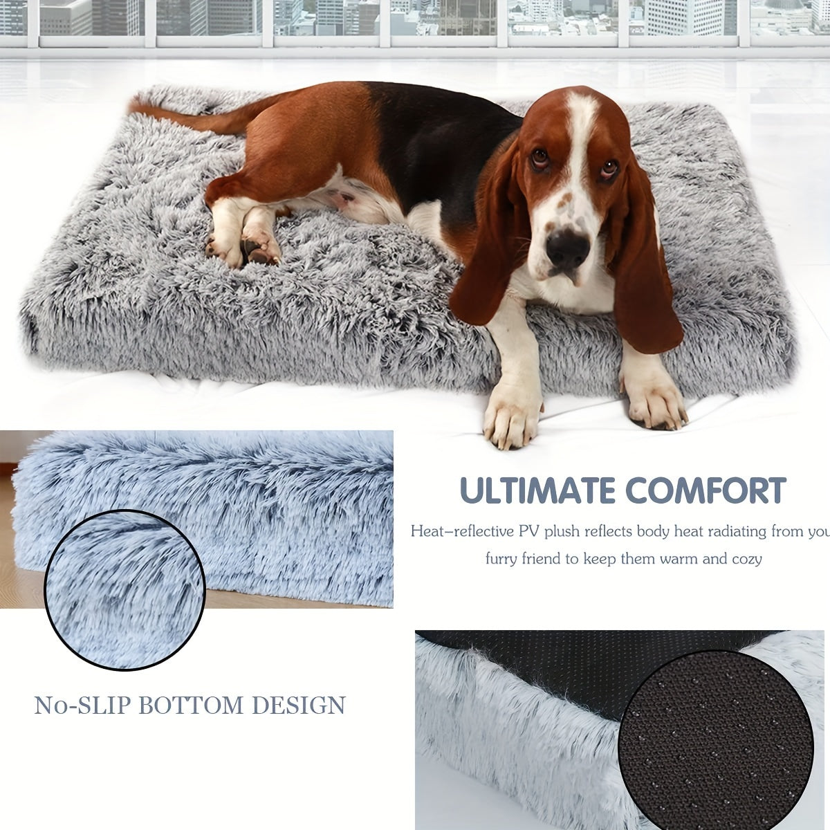 Soft Plush Dog Bed Waterproof Bottom Washable Anti-Slip Large Small Medium All Sizes