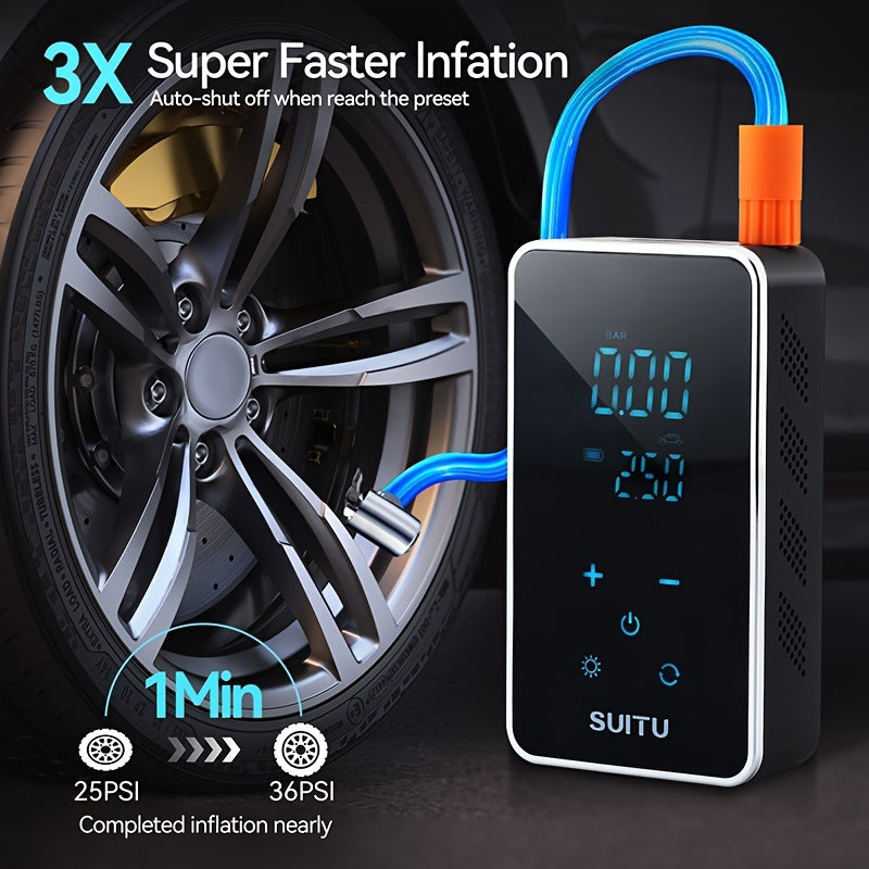 Portable Electric Tire Inflator Air Compressor 150 PSI Cordless Touch Screen