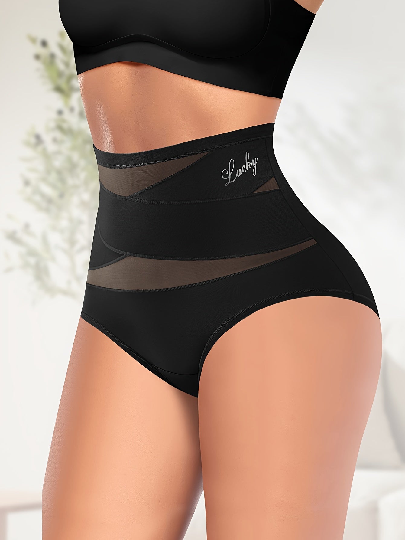 Women’s High-Waisted Mesh Underwear with Body Sculpting Design