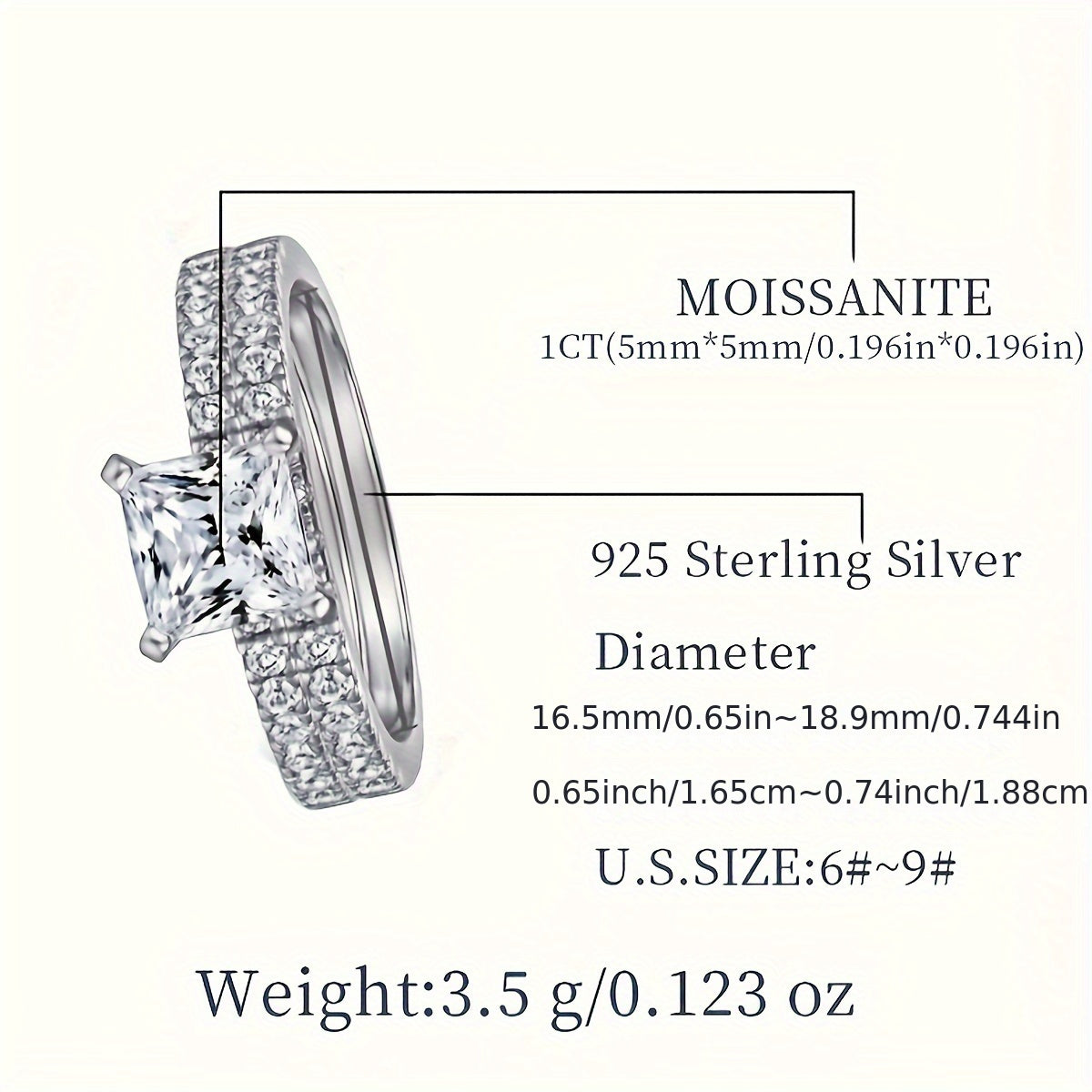 Sterling Silver Stackable Rings Set 1ct Moissanite Engagement Wedding Gift for Women
