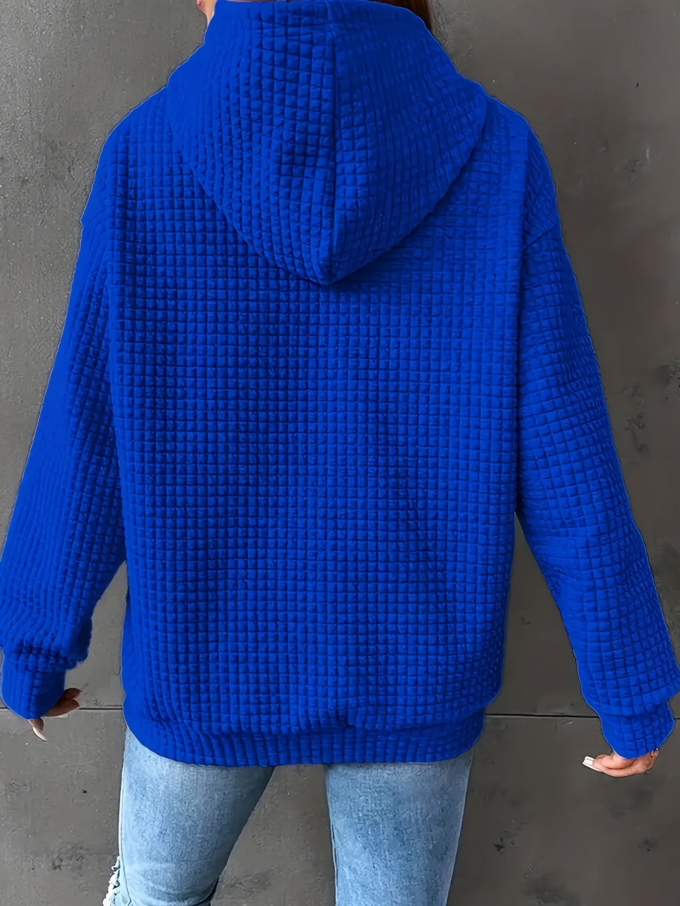 Plus Size Waffle Hoodie Long Sleeve Casual Kangaroo Pocket Sweatshirt