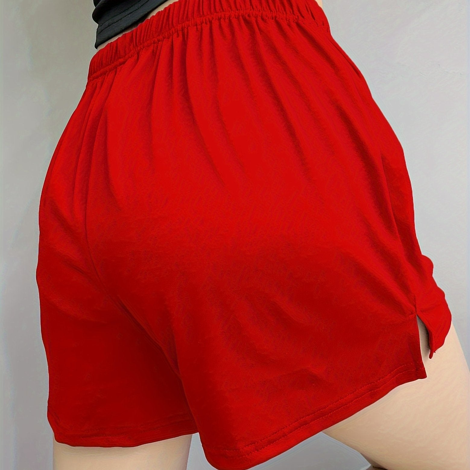 Women's Casual Sleep Shorts Plus Size Solid Elastic Waist Lounge Shorts