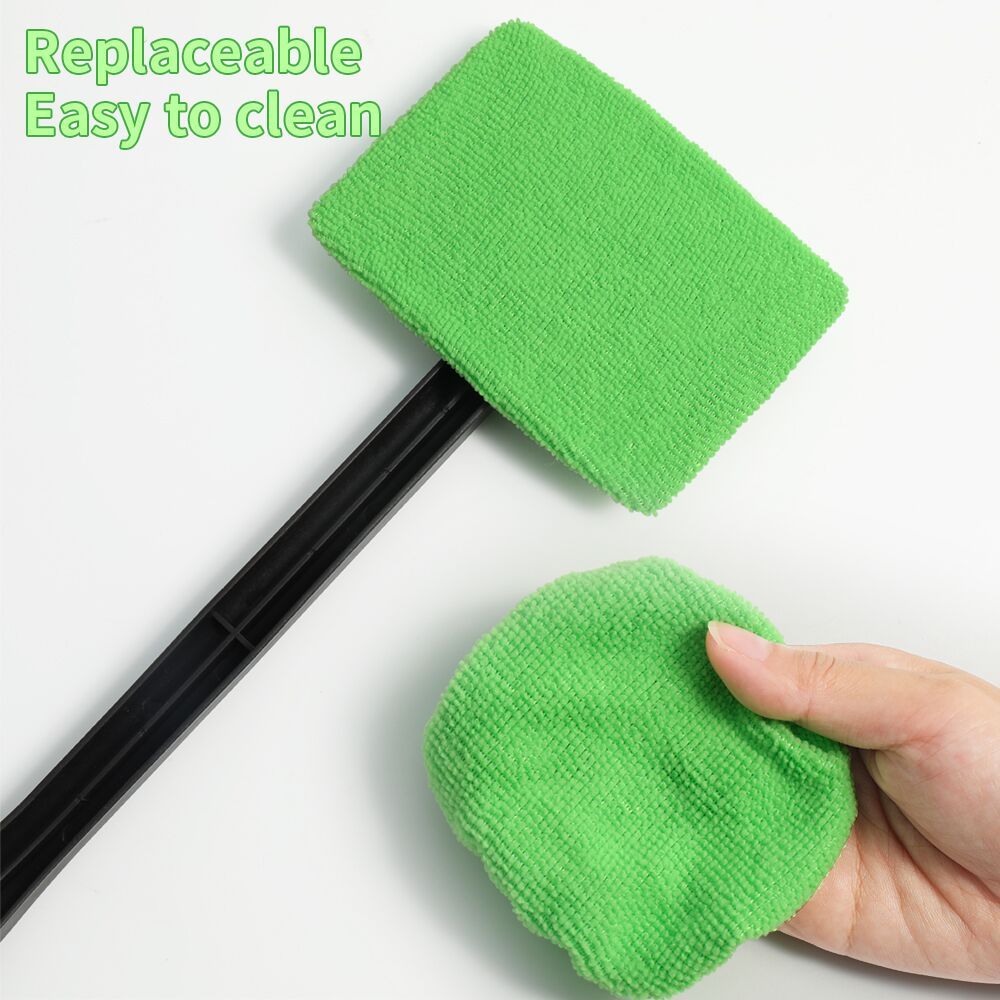 Mustahkam Polyester Uzun Qoʻltiqdagi Avtomobil Shisha Tozalagich, Yashil Mikrofiber Matolar bilan - Oson Ushtirish, Chiziksiz Deraza Tozalash Vositasi, Uy va Avtomobil Tozalash uchun Ideal