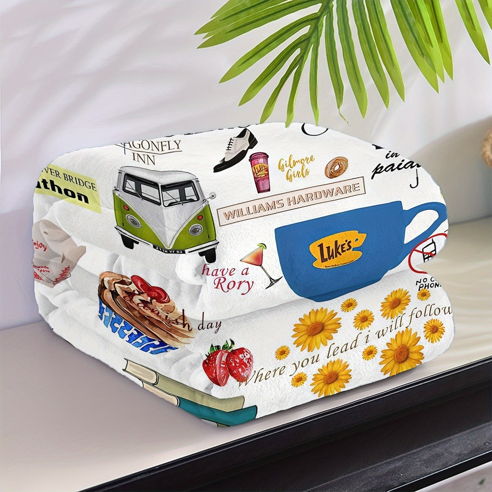 Reversible Flannel Throw Blanket for Couch Bed or Office Cozy Gift