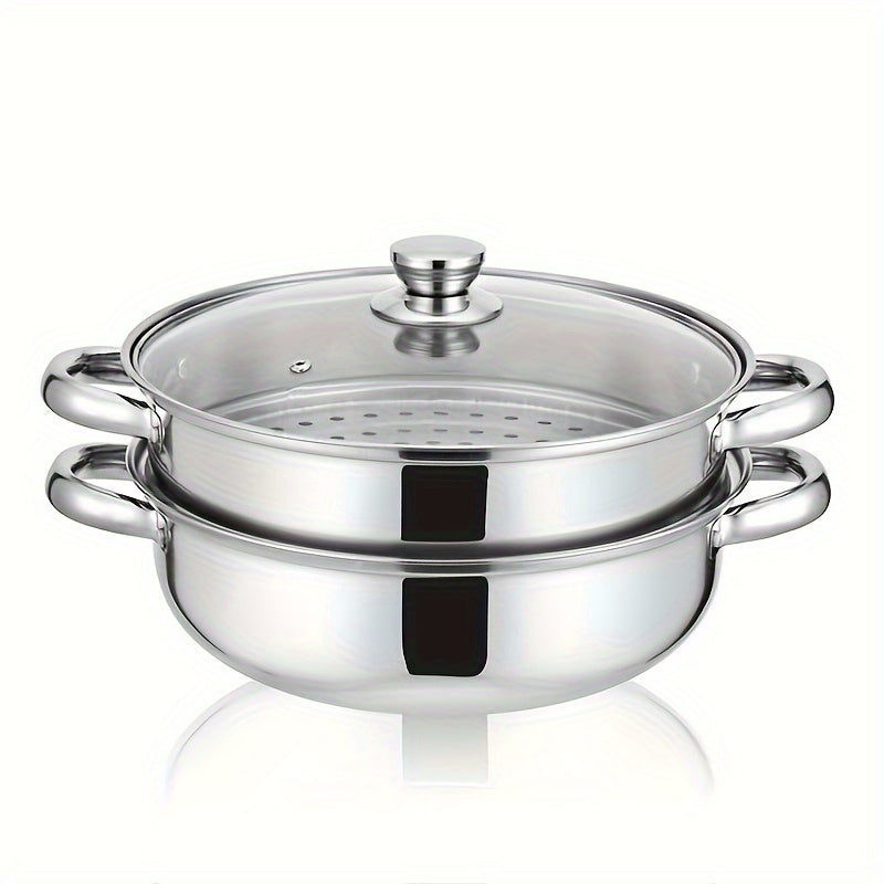 Stainless Steel Multipot with Steamer Basket Double Layer Soup and Steam Pot