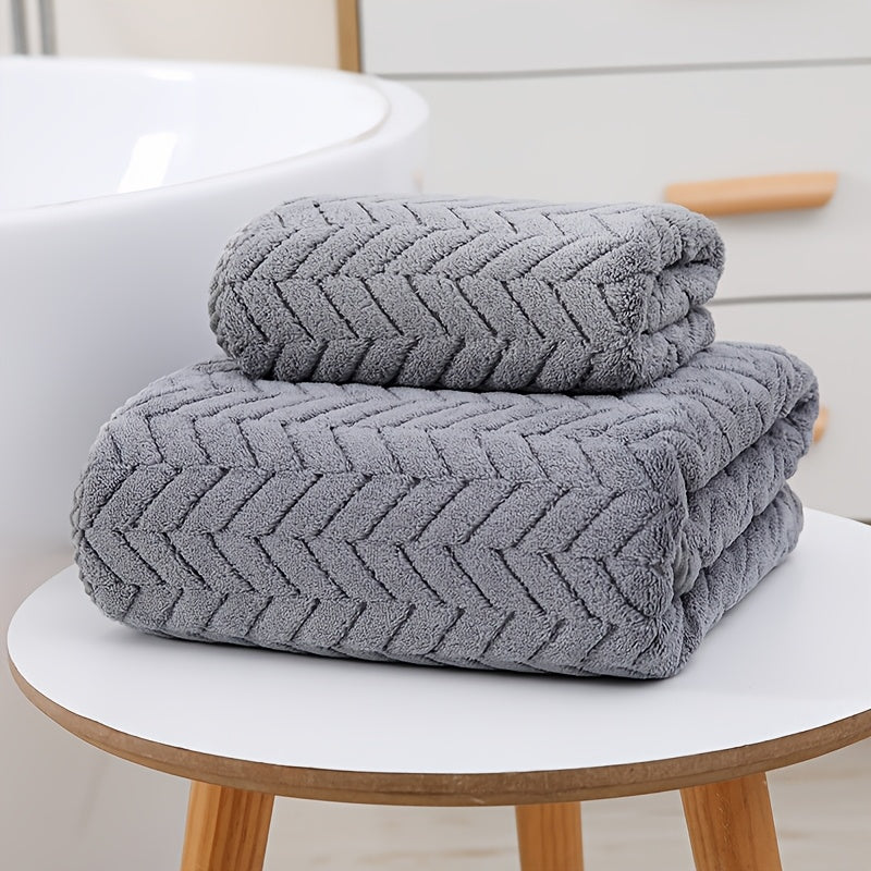 Coral Fleece Bath Towel Set 2 Pieces Quick-Drying Soft Absorbent Spa Home Use