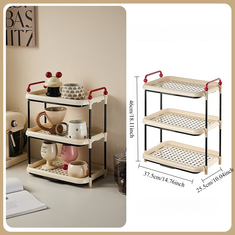 Juego de 3 soportes de plástico para tazas para cocina y comedor, organizador de almacenamiento abierto