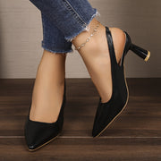 Women's Black Pointed Toe High Heels Stiletto Pumps with Rubber Sole