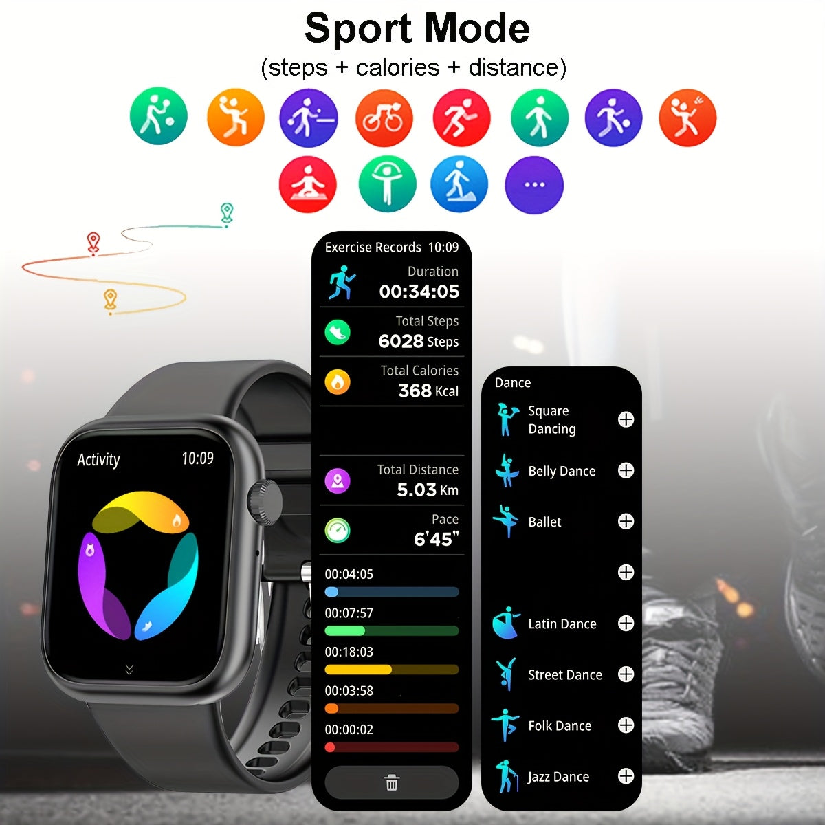 Women's Smartwatch with Call Text HD Touchscreen Wireless Connectivity Silicone Band Square Design