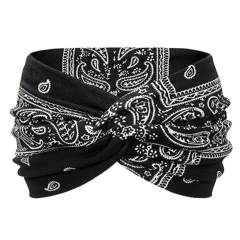 Women's Leopard Print Polyester Sports Headband Sweat Absorbing Breathable