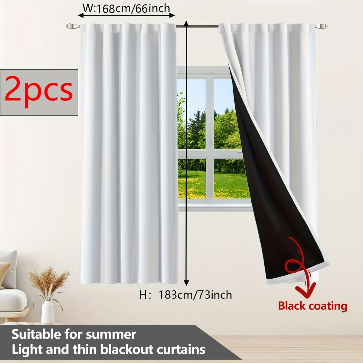 Two Pieces Blackout Curtains Thermal Insulated Twill for Bedroom Living Room