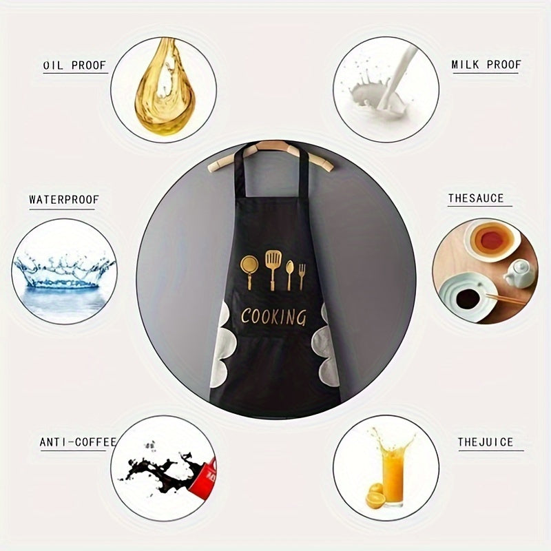 Uzoq muddatli suv o'tkazmaydigan polyester apron, qulay cho'ntaklar bilan - yog'ga chidamli, oson tozalanadigan oshpazlik apron, erkaklar va ayollar uchun - oshxona va restoran sharoitida foydalanish uchun ideal