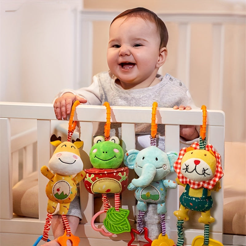 Baby Toy Set with Plush Animal Grip Toys Lion Frog Elephant Fawn Crib Rattles