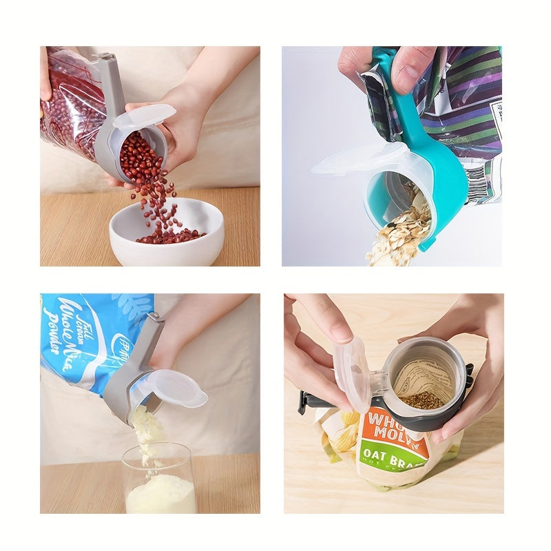 1, 2, 3, 4 yoki 5 ta ko'p maqsadli plastik oziq-ovqat sumkasi muhrlash kliplari, turli ranglarda, don saqlash uchun namlikdan himoyalovchi tarqatish nozzle bilan