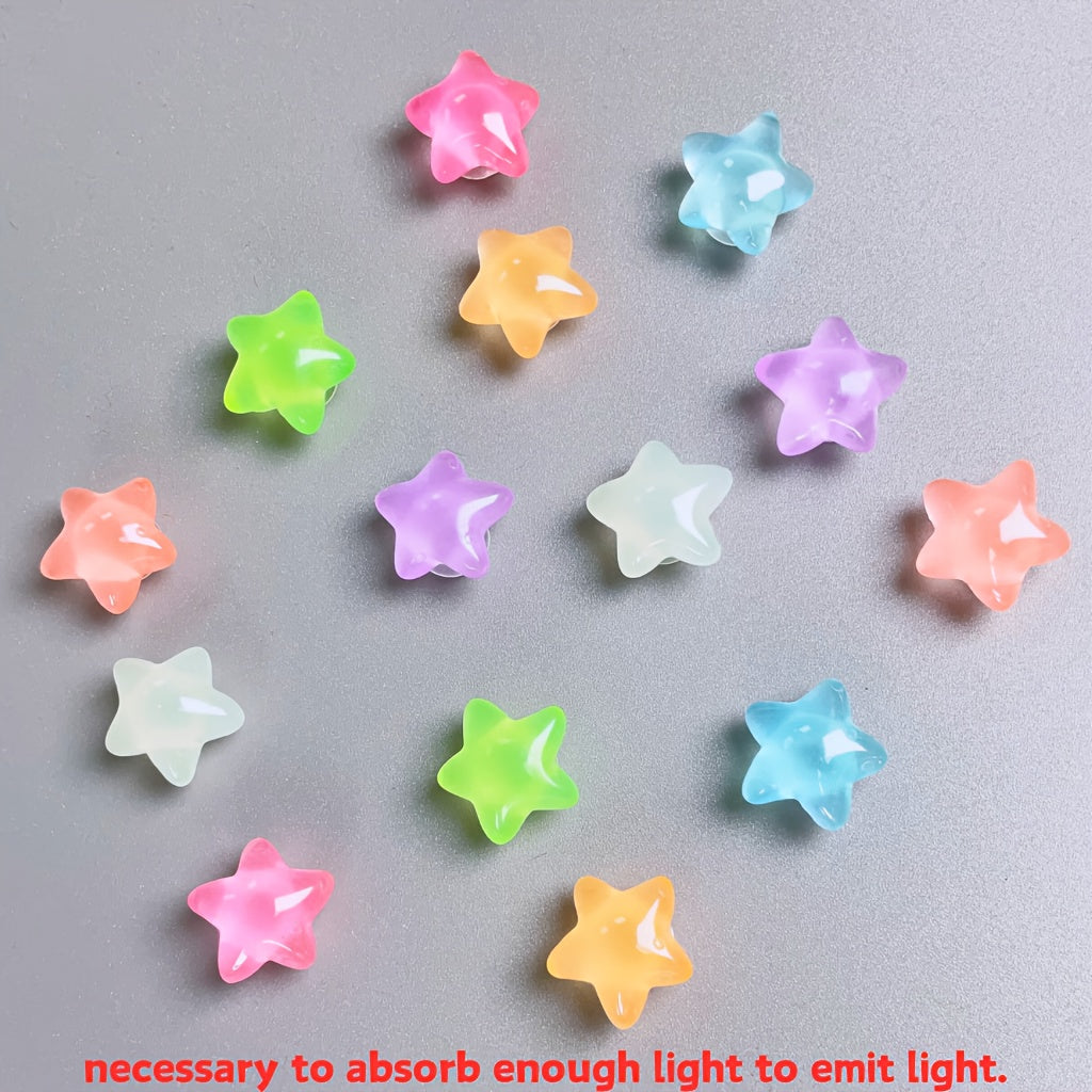 Unisex ABS Glow-in-the-Dark Five-Pointed Star Shoe Charm Set Colorful Wearable