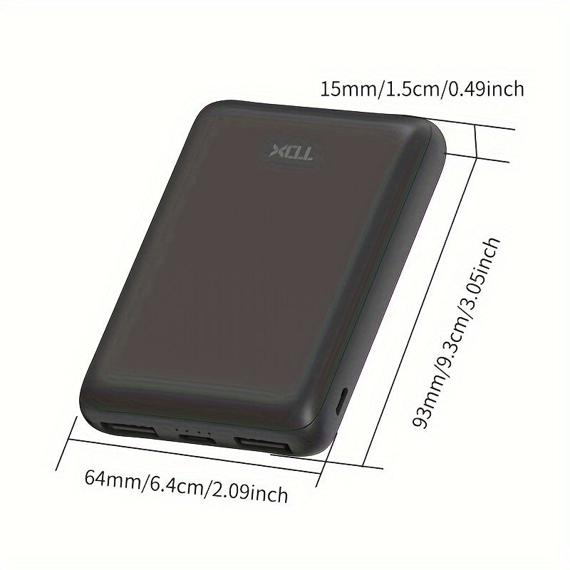 5000mAh Portable Power Bank with USB-C Dual Outputs for iPhone and Android