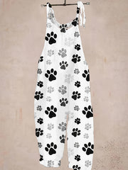 Plus Size Women's Animal Print Jumpsuit Breathable Sleeveless Romper Black White Casual