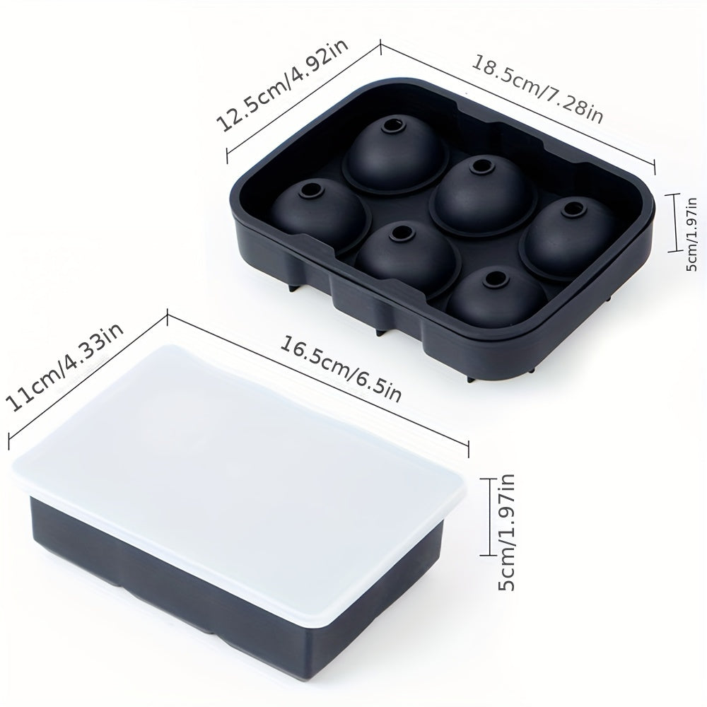 Large Square and Sphere Ice Cube Trays Set for Whisky and Cocktails Black
