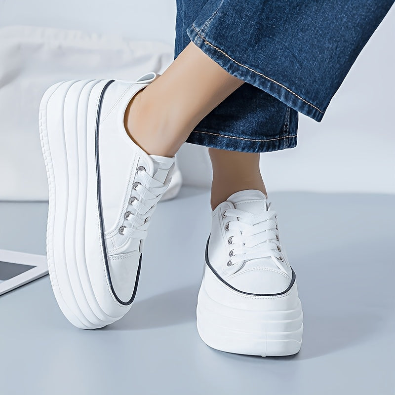 Women's Small White Fashion Shoes Lace-Up Plain Toe All-Season Man-Made Materials