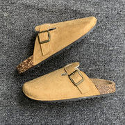 Women's Slip-On Mules Tan Casual Shoes with Buckle and Non-Slip Sole