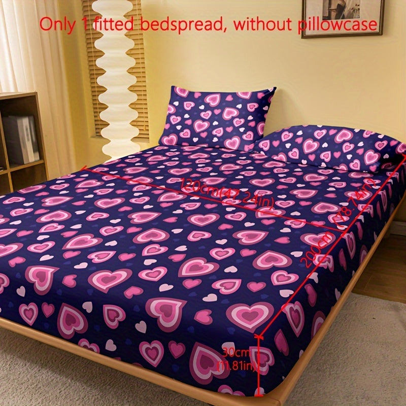 Soft Heart Print Fitted Sheet Deep Pockets Bed Bedroom Guest Room