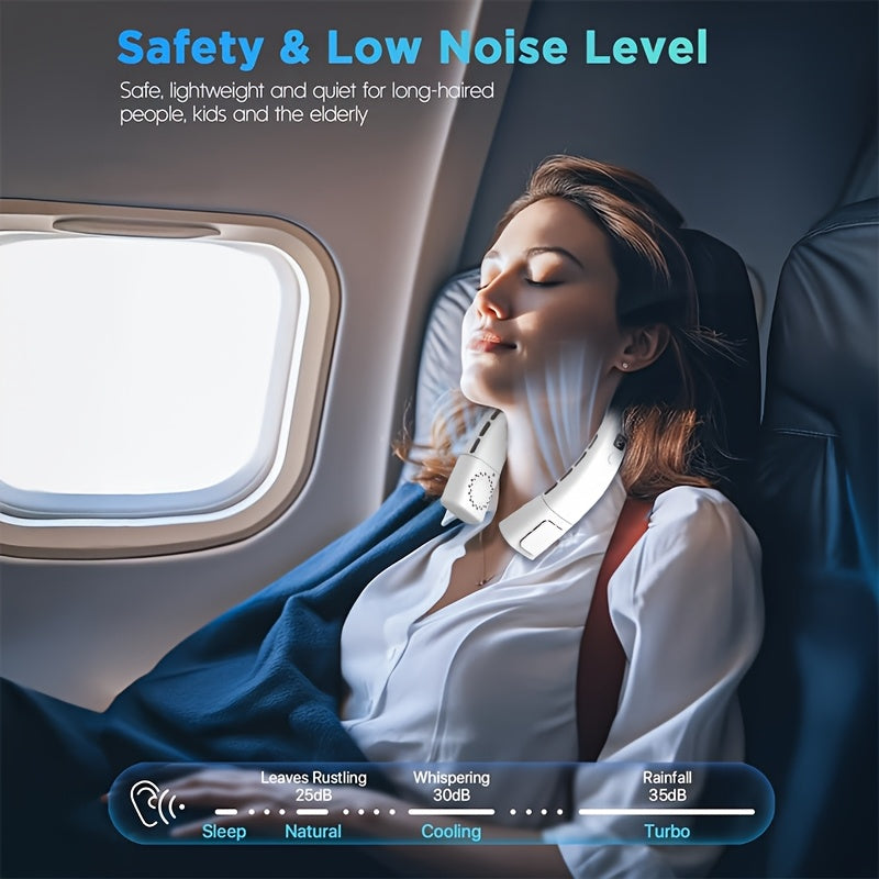 Hands-Free Neck Fan with LED Display, Rechargeable Bladeless Personal Cooling